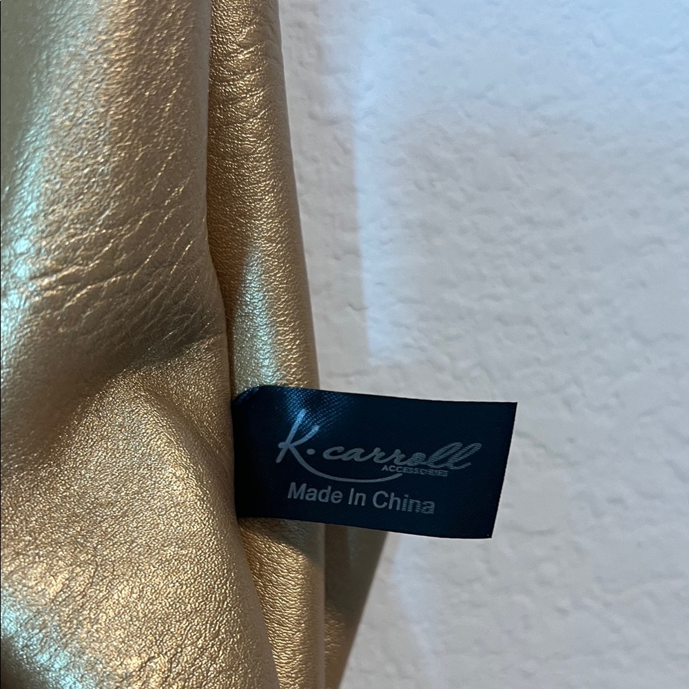 K. Carroll Chic Gold & Brown Reversible Tote Bag Bow & Pouch RFID NWT - Picture 6 of 7